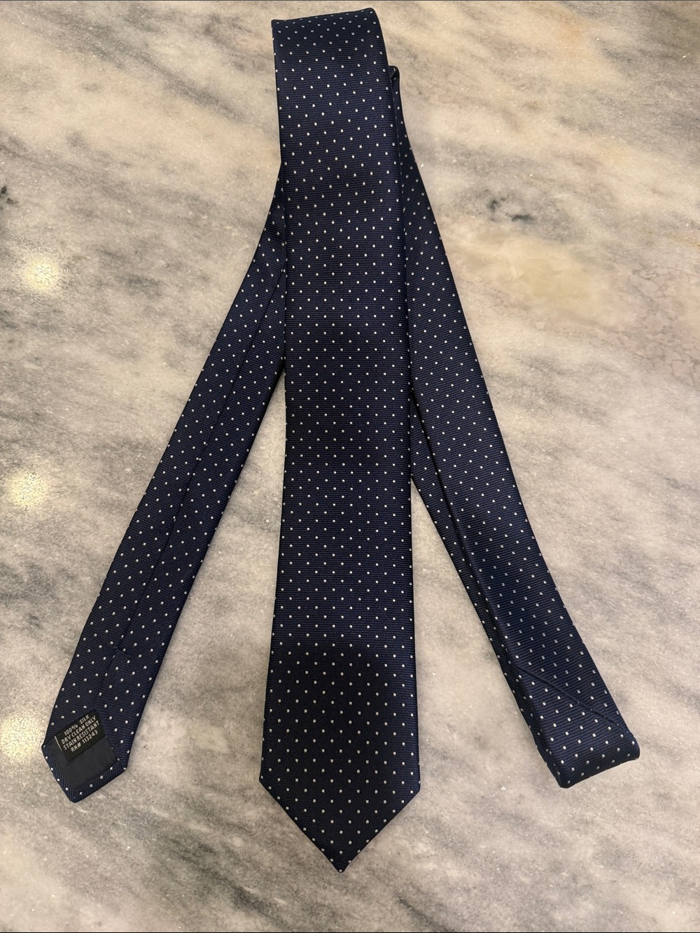 The Tie Bar Navy Micro Dot Silk Tie